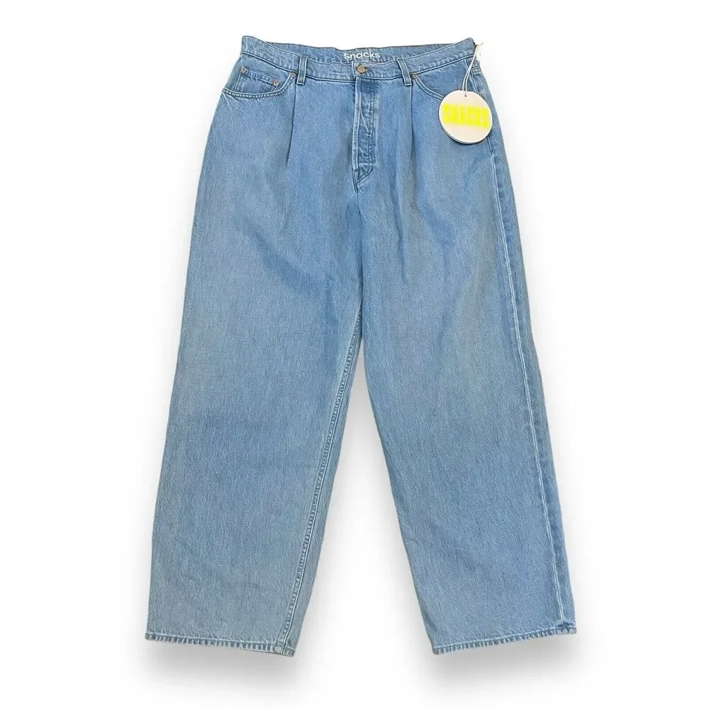 MOTHER SNACKS! The Pleated Fun Dip Puddle Just a Nibble Jeans 34 Baggy Straight